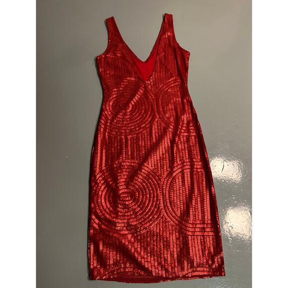 Seasalt, body cone sequins, red sleeveless evening dress valentine holiday Sz S - Picture 8 of 14